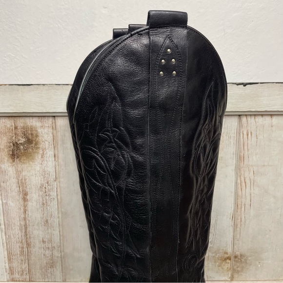 Barbara Bui Black Embroidered and Studded Heeled Western Boots - Picture 6 of 16